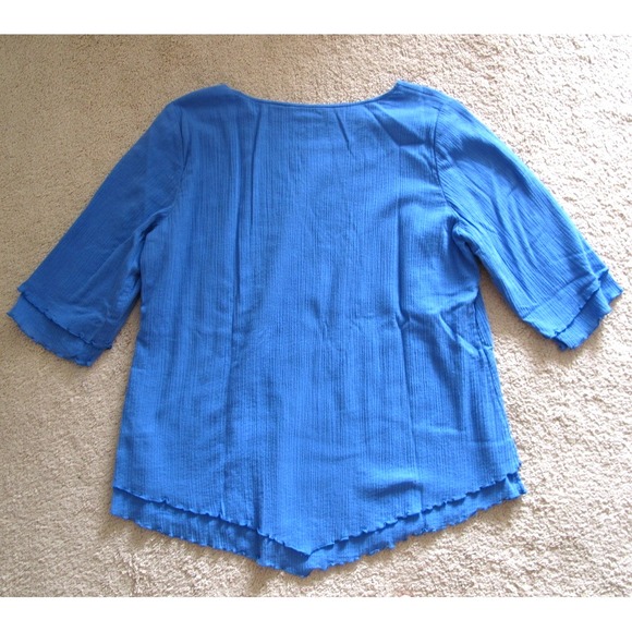 Soft Surroundings Women's Large Siesta Key 3/4 Sleeve Layered Blue Tunic Top - Picture 5 of 6